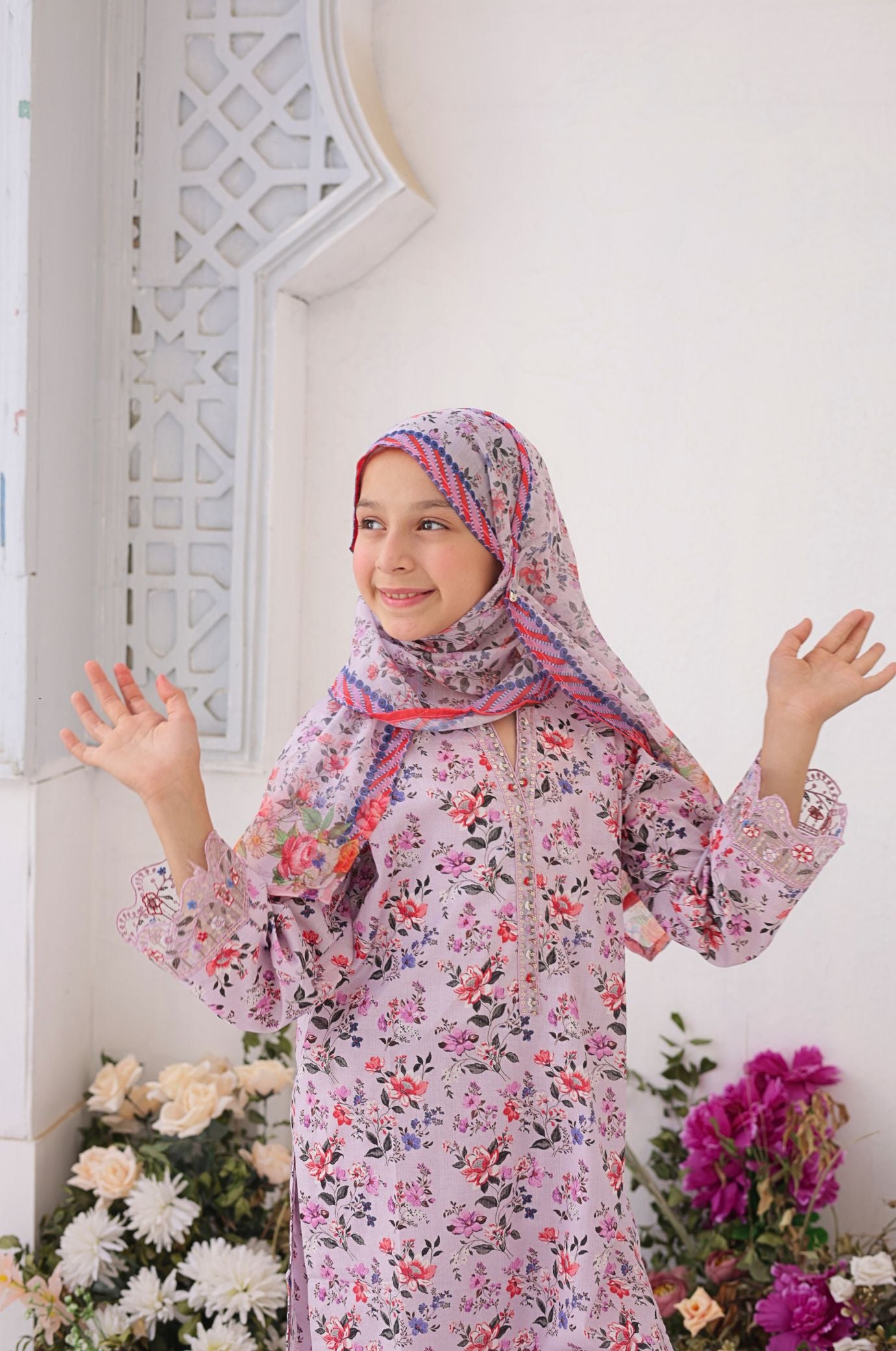 3 PC - Lilac Pink - Printed Embroidered Premium Edition