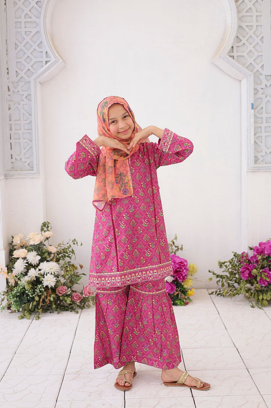 3 PC - Majenta - Printed Embroidered Premium Edition