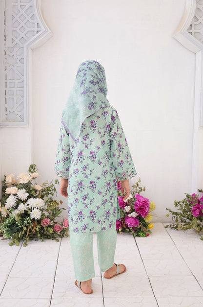 3 PC - Light Cyan - Printed Embroidered Premium Edition