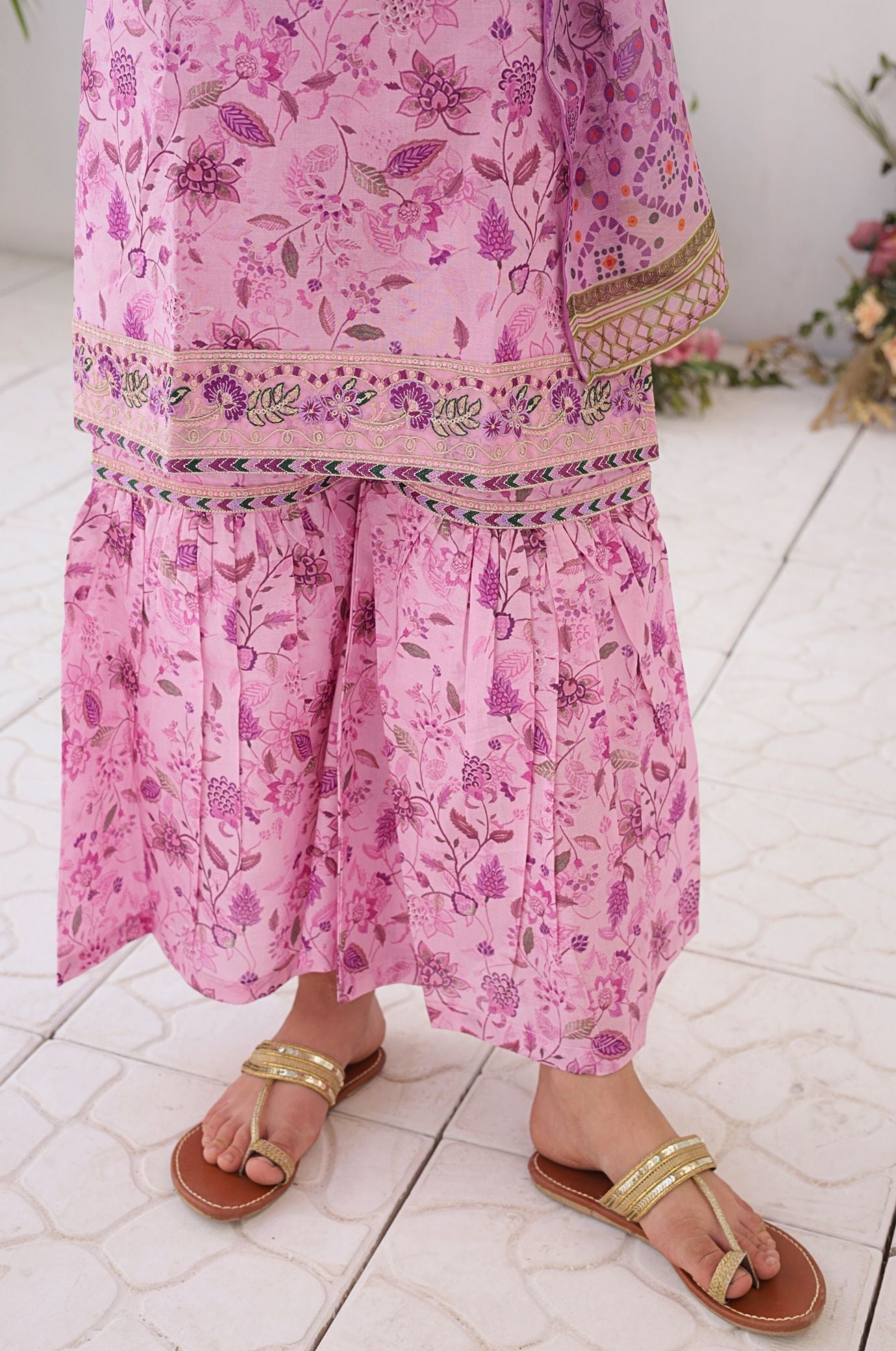 3 PC - Pink - Printed Embroidered Premium Edition