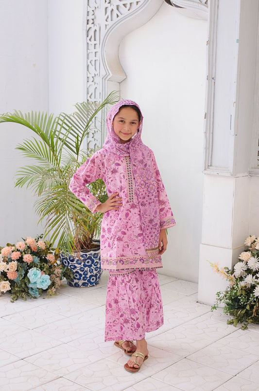 3 PC - Pink - Printed Embroidered Premium Edition