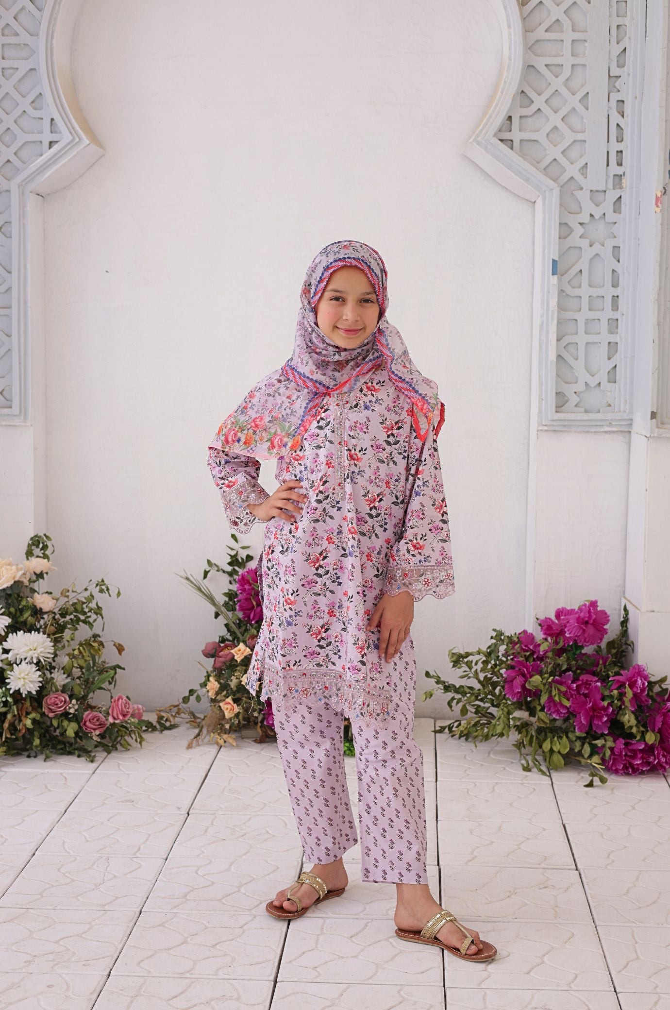 3 PC - Lilac Pink - Printed Embroidered Premium Edition