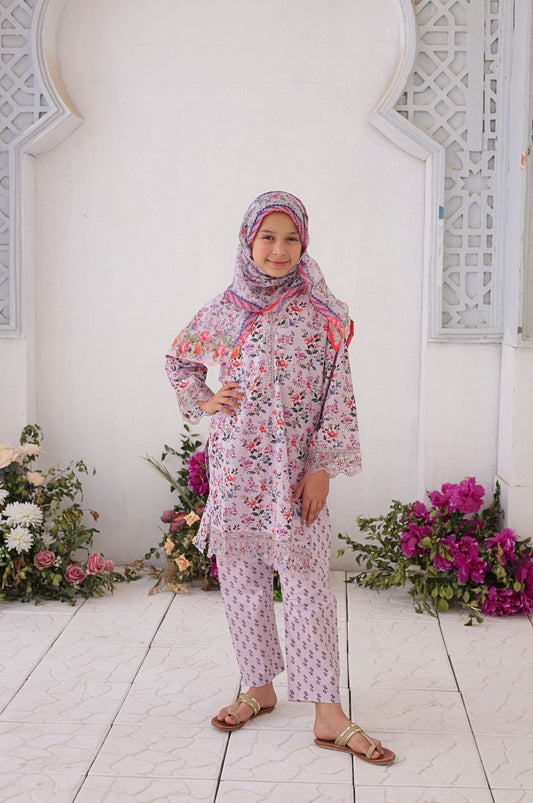 3 PC - Lilac Pink - Printed Embroidered Premium Edition