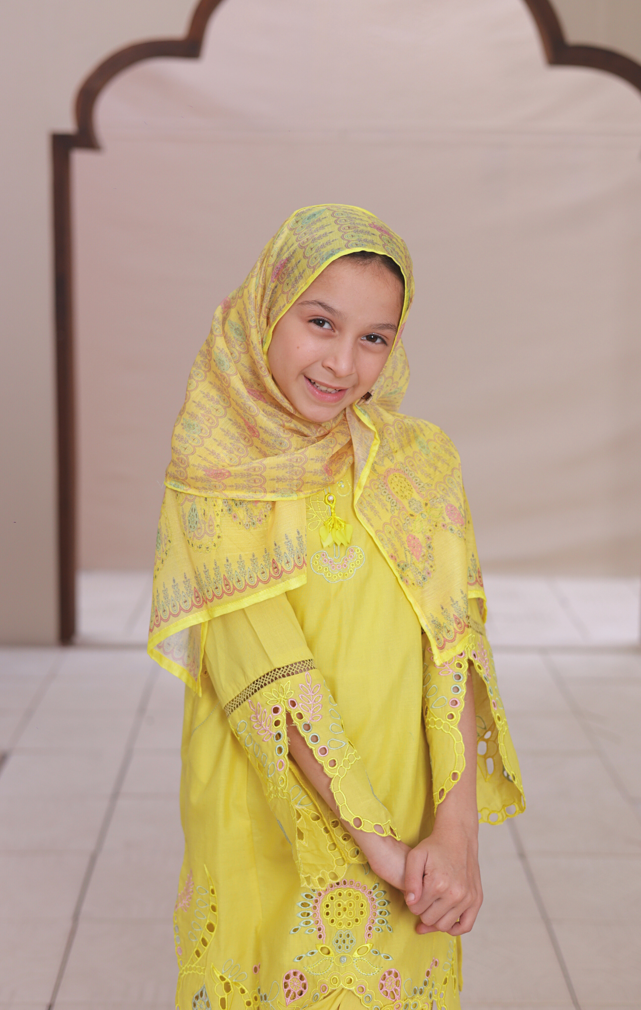 3 PC Yellow Embroidered Festive Wear – Girls Premium Edition