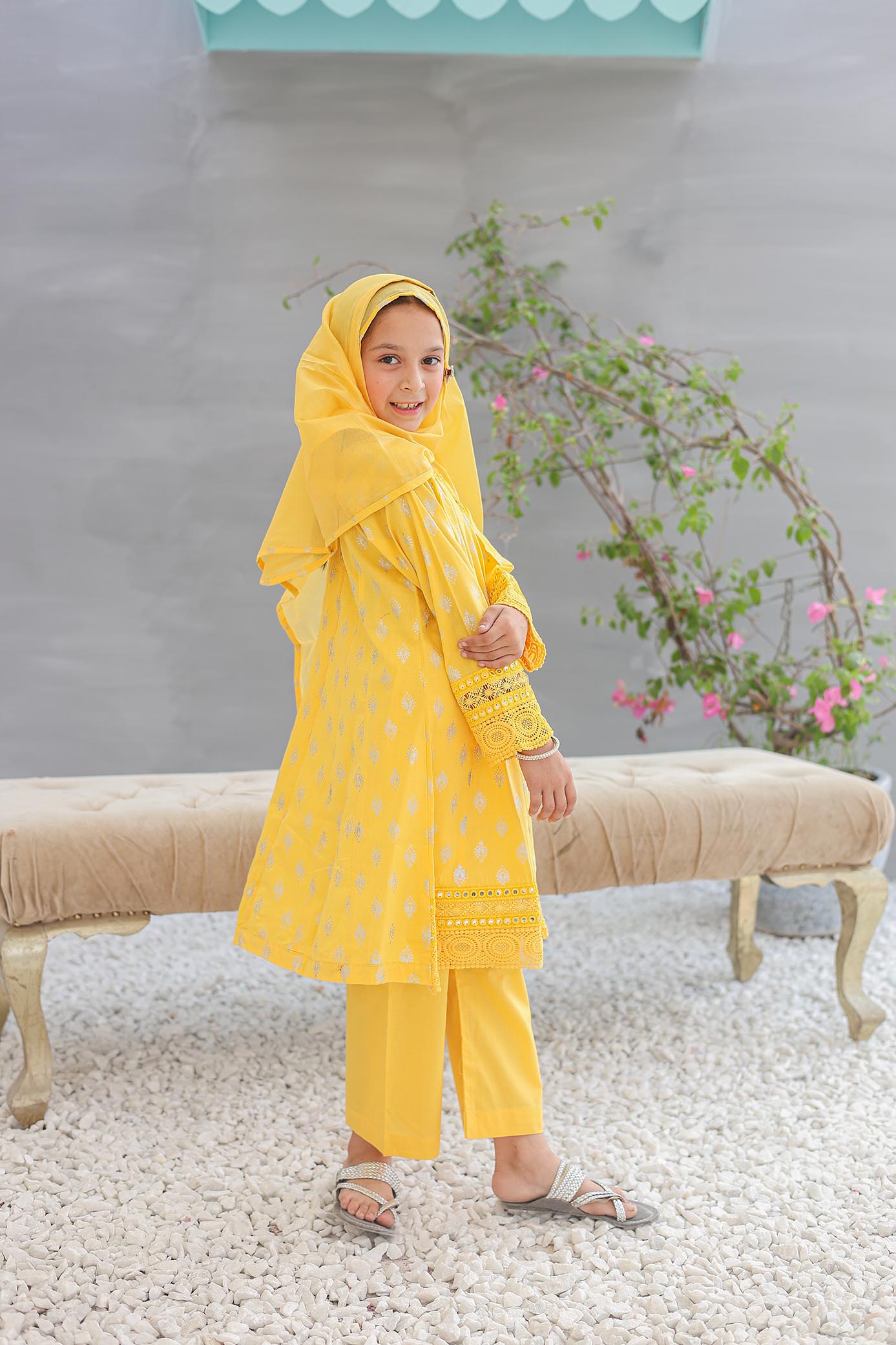 Girl Stitched Dyed cambric Shirt kurta Dyed Trouser Pant & Dupattah scarf