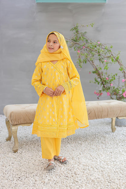 Girl Stitched Dyed cambric Shirt kurta Dyed Trouser Pant & Dupattah scarf