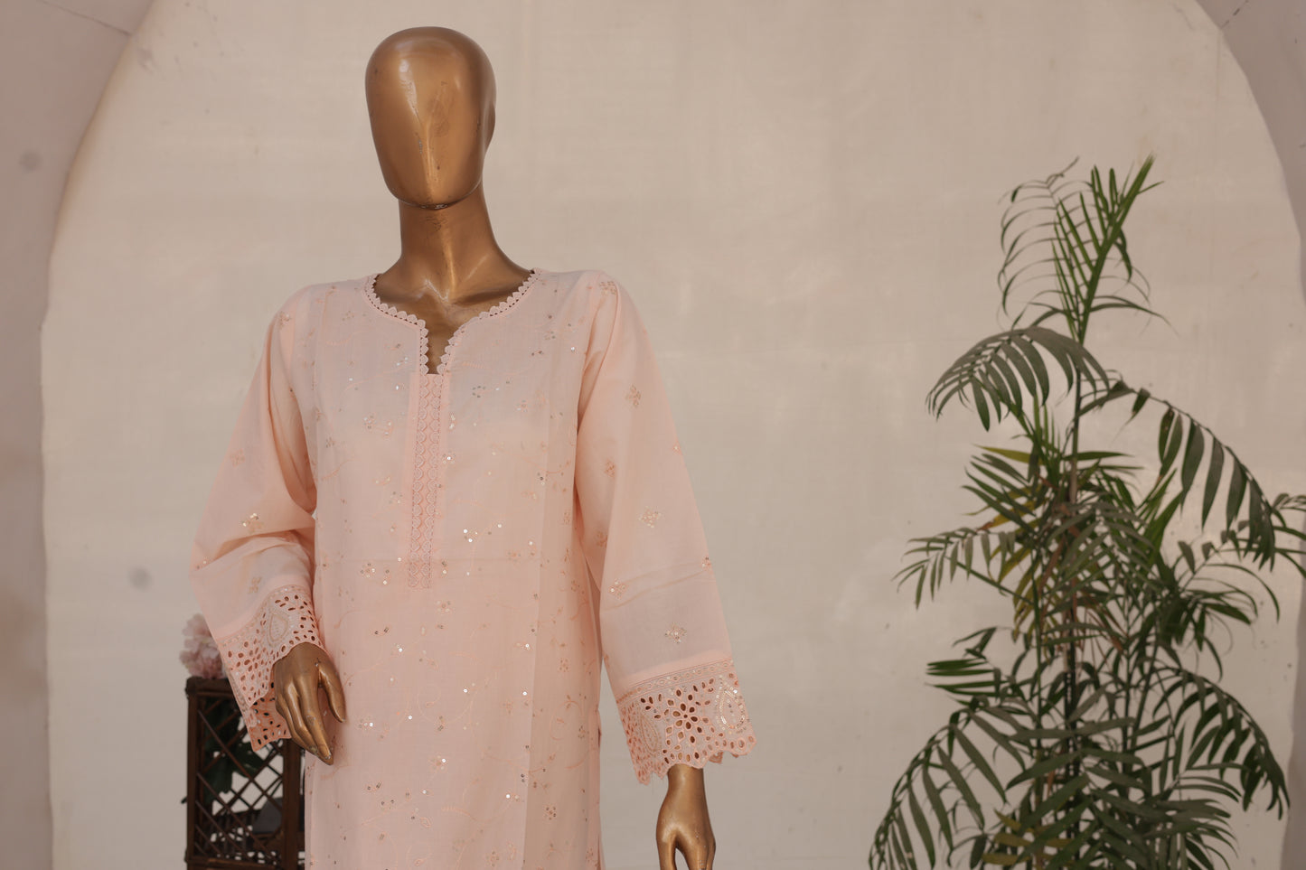 CO-ORDS - Chikan Kaari - Peach Pink