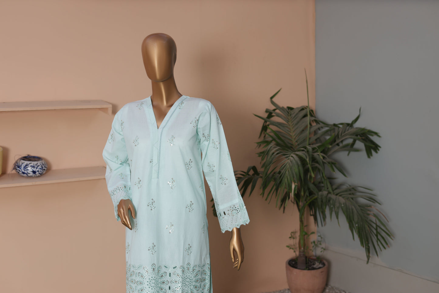 CO-ORDS - Chikan Kaari - Aqua