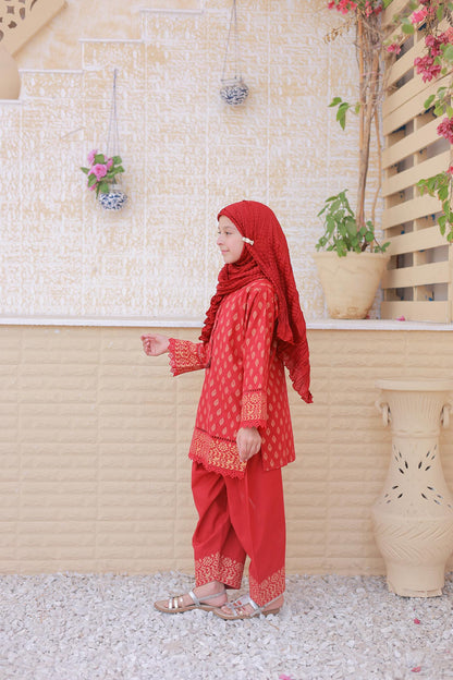 3 Pc - RUBY - Farshi Shalwar with Gol Print Collection