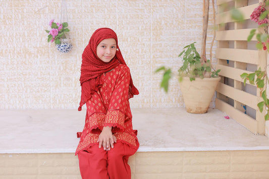 3 Pc - RUBY - Farshi Shalwar with Gol Print Collection