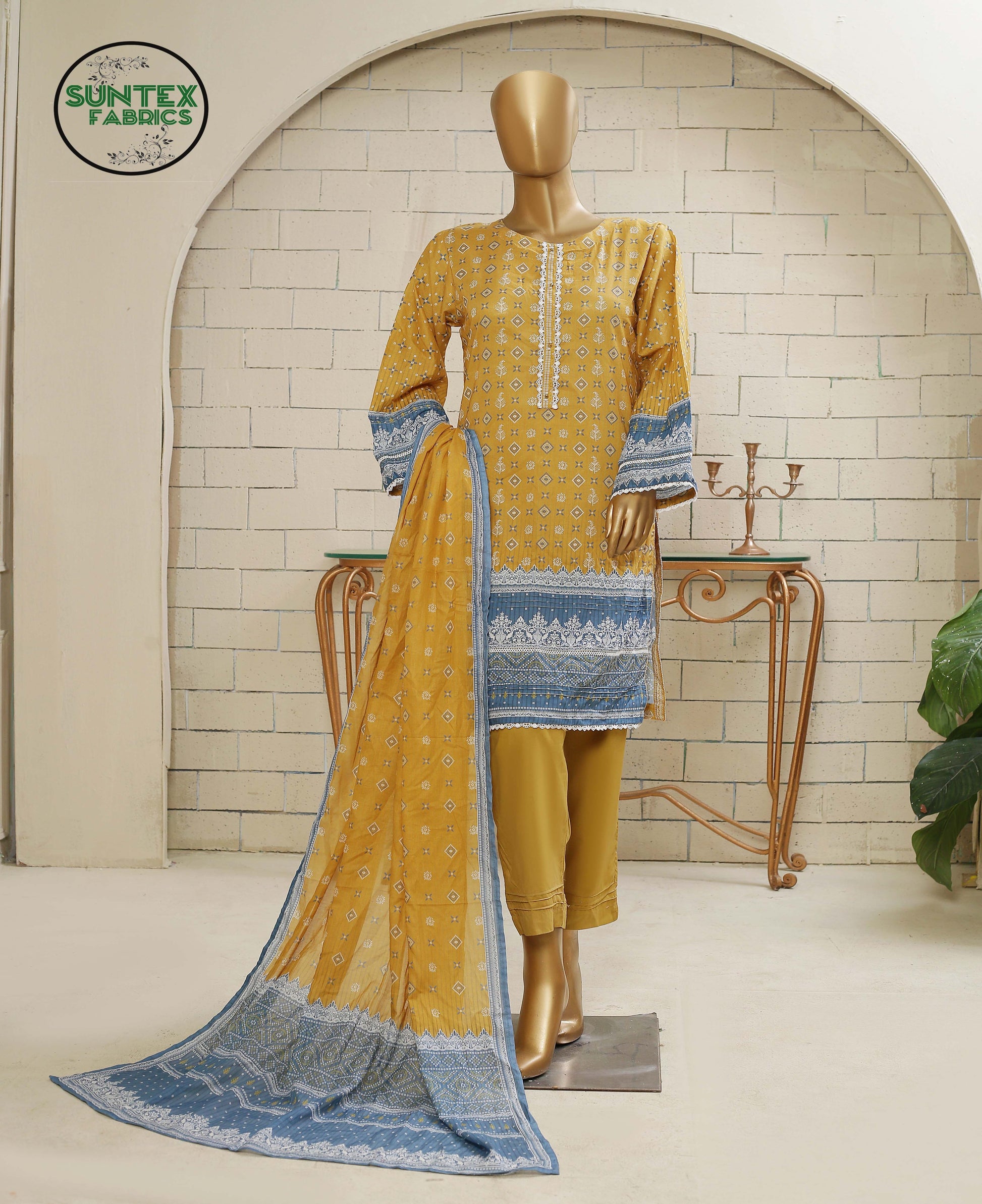 Woman Printed Lawn Stitch Shirt (Kurti) with Dupatta & Trouser