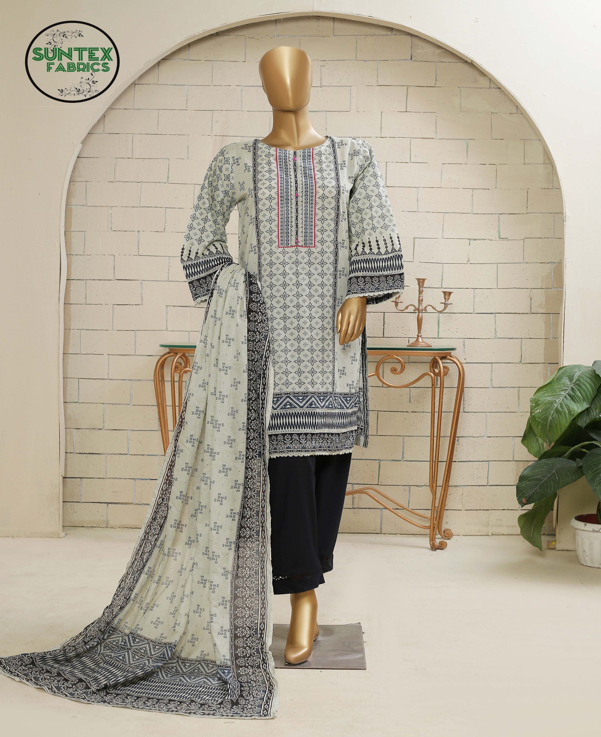 Woman Printed Lawn Stitch Shirt (Kurti) with Dupatta & Trouser