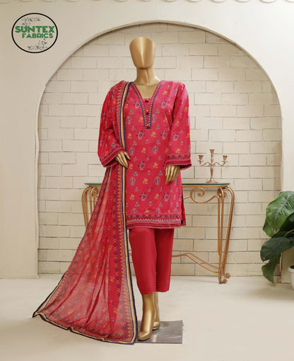 Woman Printed Lawn Stitch Shirt (Kurti) with Dupatta & Trouser