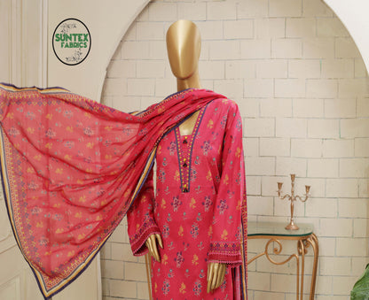 Woman Printed Lawn Stitch Shirt (Kurti) with Dupatta & Trouser