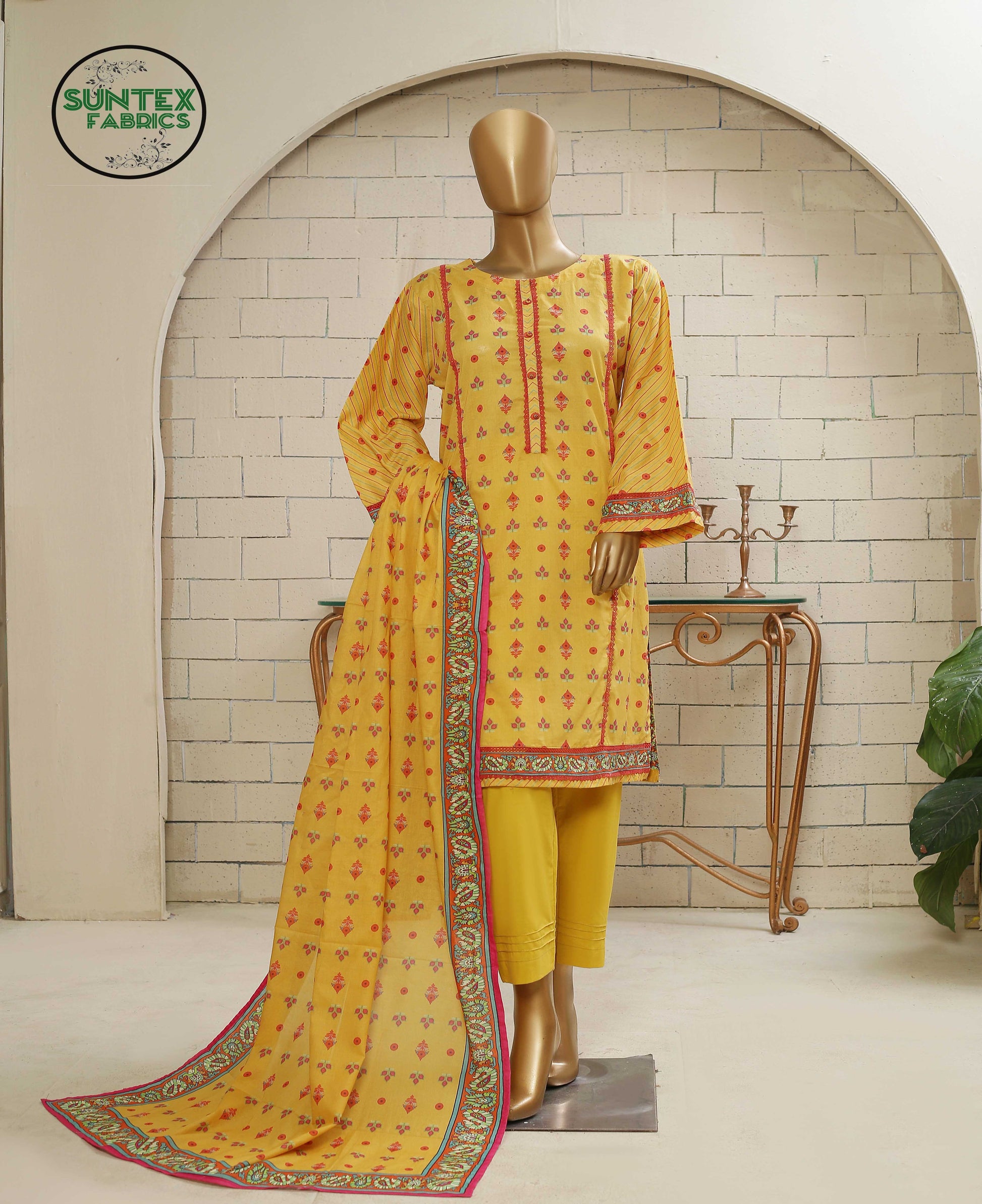 Woman Printed Lawn Stitch Shirt (Kurti) with Dupatta & Trouser