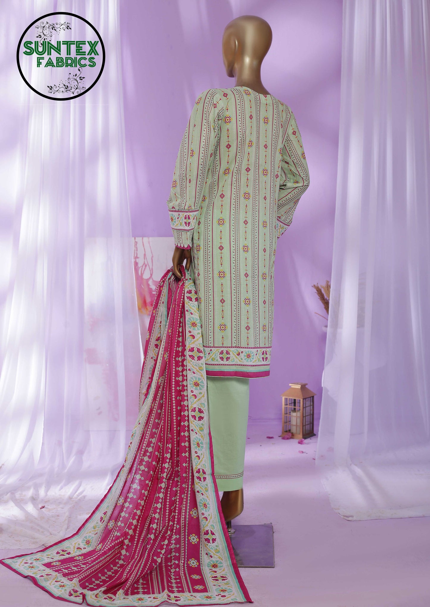 Woman Printed Embroidered Lawn Stitch Shirt (Kurti) with Dupatta & Trouser