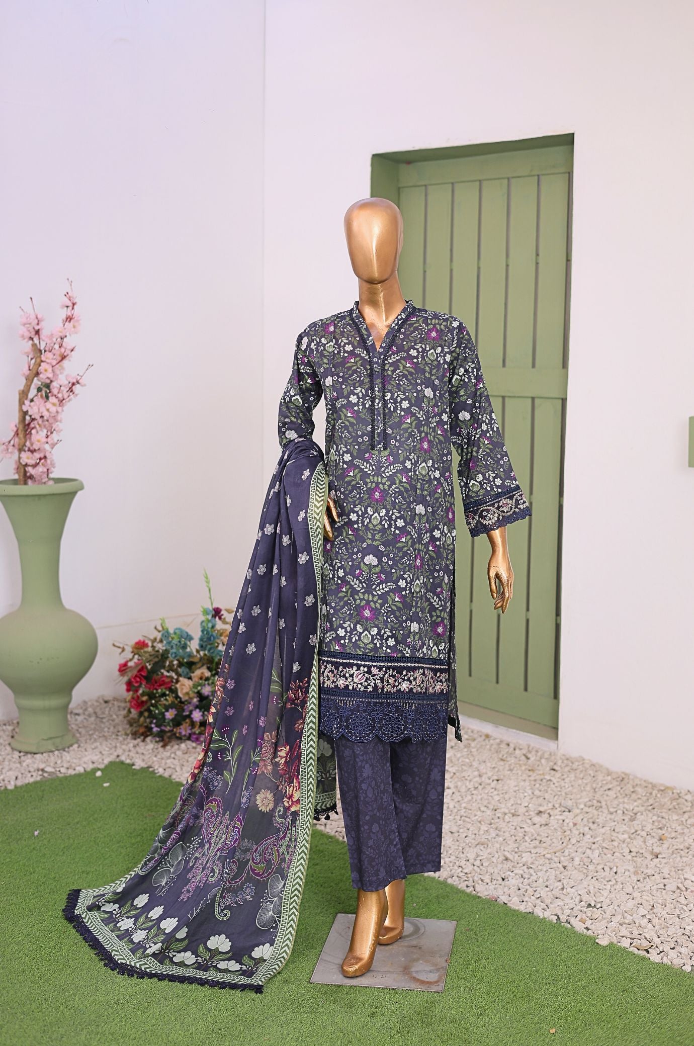 3 PC Printed Lawn Chikankari Embroidered Suit – Luxury Summer Edit