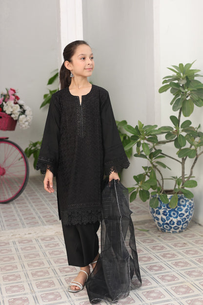 Viscose Shirt with Lacework | Viscose Trouser | Zari Organza Dupatta