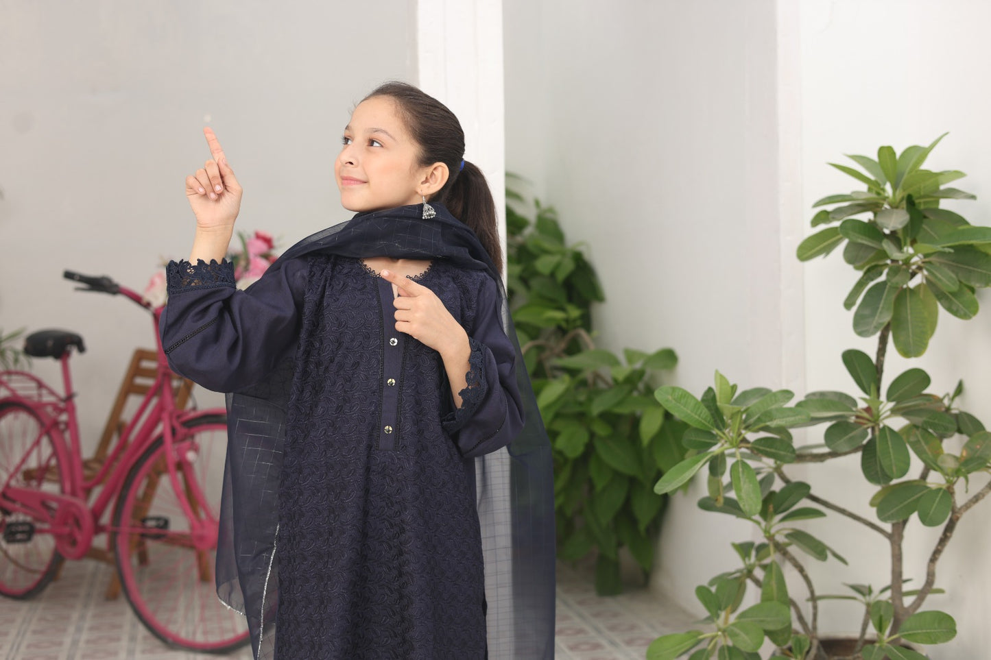 Viscose Shirt with Lacework | Viscose Trouser | Zari Organza Dupatta