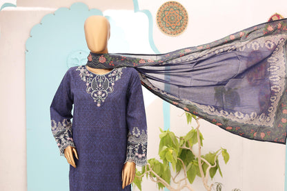 Woman  Embroidered  Cutwork Lawn Shirt kurta Dupatta  Printed Trouser