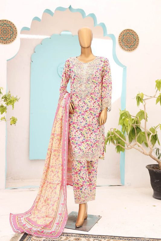 Woman  Embroidered  Cutwork Lawn Shirt kurta Dupatta  Printed Trouser