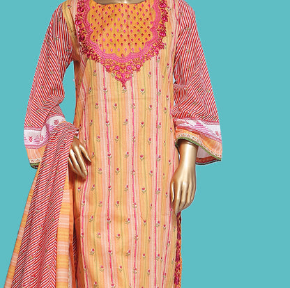 Woman Printed Cambric Stitch Shirt (kurti) with Dupatta & Printed Trouser