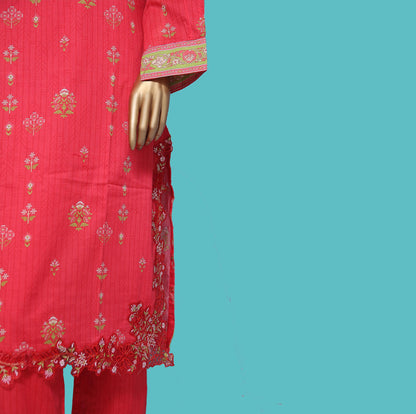 Woman Printed Cambric Stitch Shirt (kurti) with Dupatta & Printed Trouser