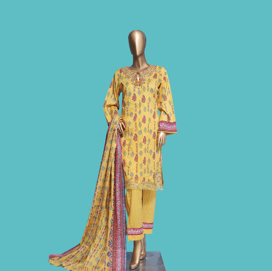 Woman Printed Cambric Stitch Shirt (kurti) with Dupatta & Printed Trouser