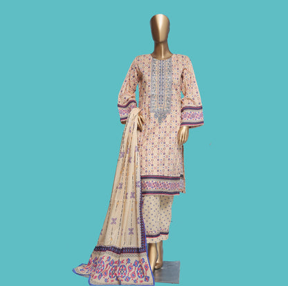 Woman Printed Cambric Stitch Shirt (kurti) with Dupatta & Printed Trouser