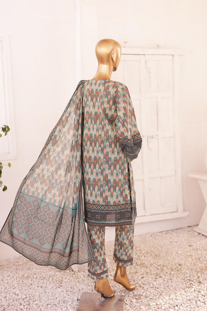 Girl woman  Printed Embroidered Lawn Stitch Shirt Kurti Frock Cotton Dupatta Printed Trouser