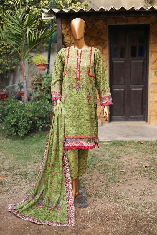 Girl woman  Printed Embroidered Lawn Stitch Shirt Kurti Frock Cotton Dupatta Printed Trouser