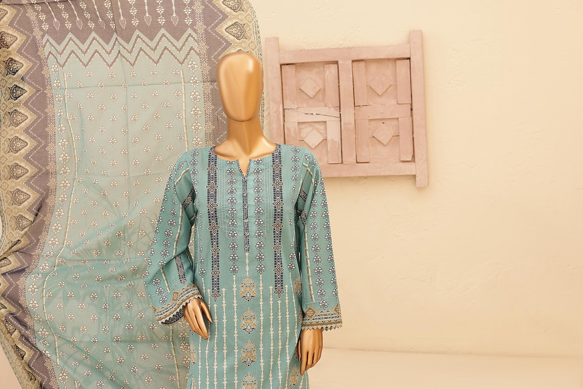 Woman Girl Oswah Shifa Embroidered Cutwork Lawn Shirt kurti Dupatta Printed Trouser