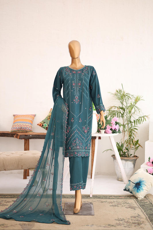 Embroidered Lawn Kurta paired with a Cut Work Chiffon Dupatta