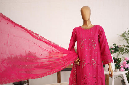 Embroidered Lawn Kurta paired with a Cut Work Chiffon Dupatta