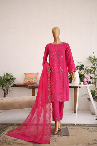 Embroidered Lawn Kurta paired with a Cut Work Chiffon Dupatta