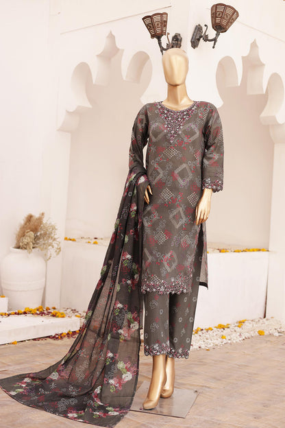 Girl woman  Printed Embroidered Lawn Stitch Shirt Kurti Frock Cotton Dupatta Printed Trouser