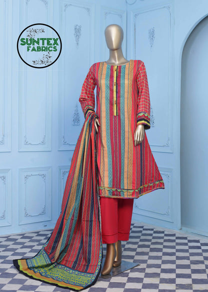 Woman Printed Lawn Stitch  Frock Shirt (Kurti) with Dupatta & Trouser