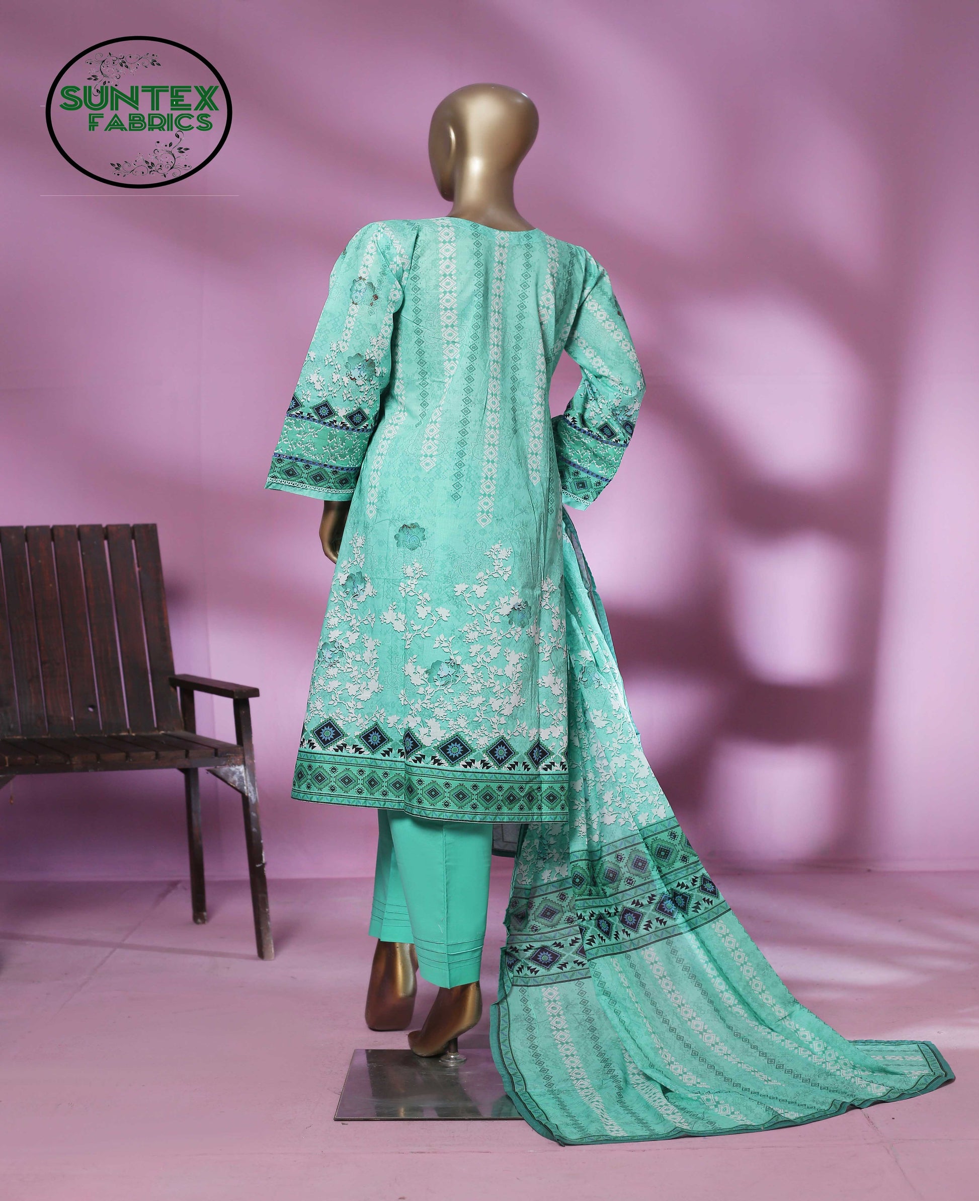 Woman Printed Lawn Stitch Frock Shirt (Kurti) with Dupatta & Trouser