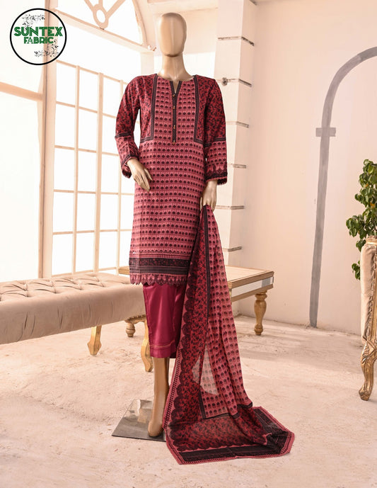 Woman Printed Lawn Stitch Shirt (Kurti) with Dupatta & Trouser