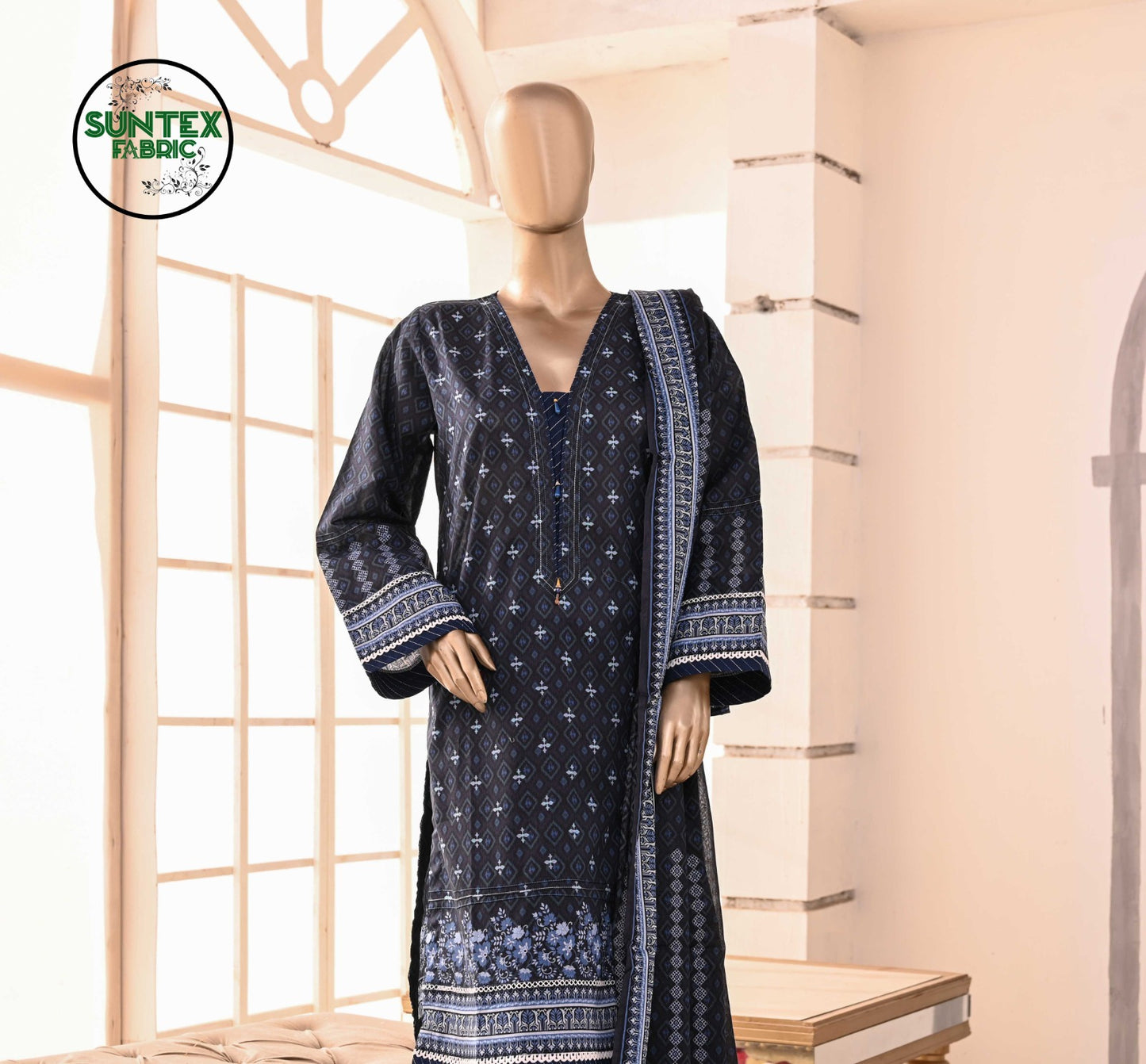 Woman Printed Lawn Stitch Shirt (Kurti) with Dupatta & Trouser