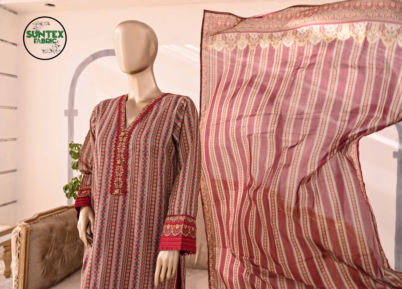 Woman Printed Lawn Stitch Shirt (Kurti) with Dupatta & Trouser