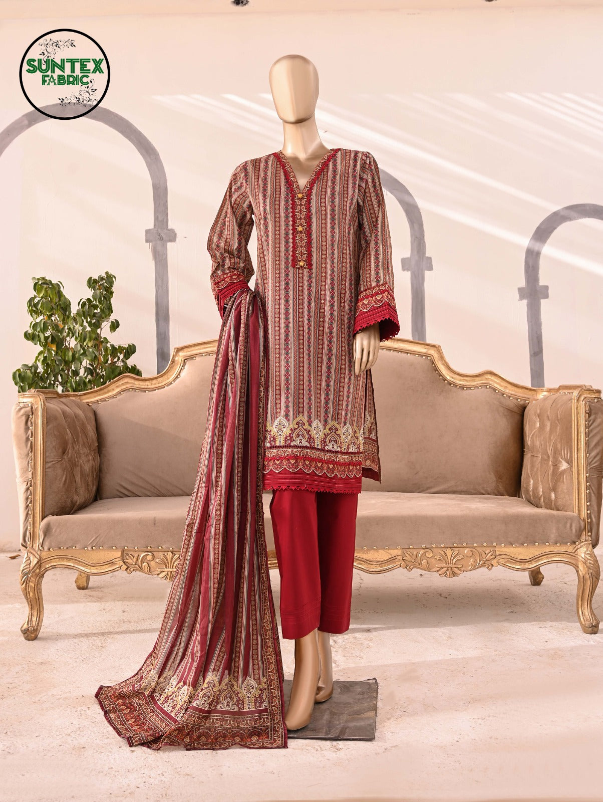 Woman Printed Lawn Stitch Shirt (Kurti) with Dupatta & Trouser