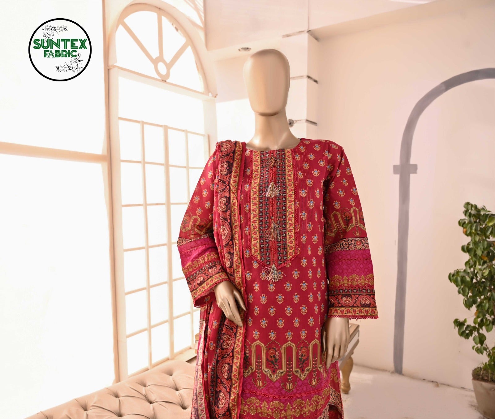 Woman Printed Lawn Stitch Shirt (Kurti) with Dupatta & Trouser