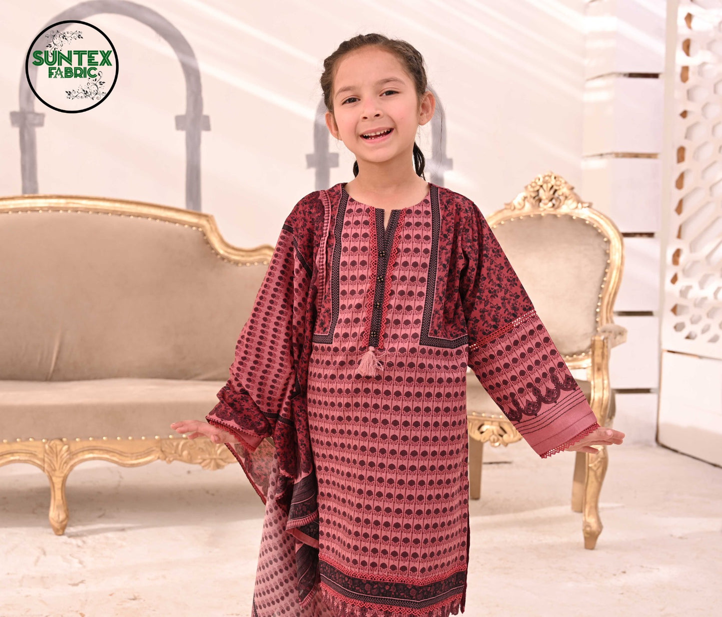 Girl Printed Lawn Stitch Shirt (Kurti) with Dupatta & Trouser