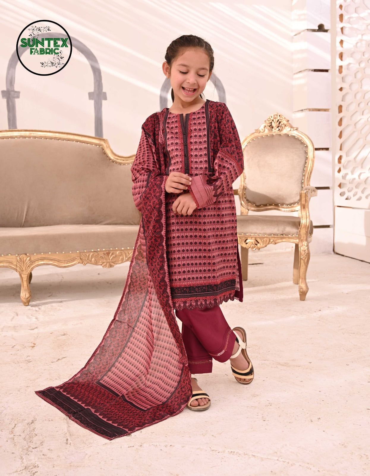 Girl Printed Lawn Stitch Shirt (Kurti) with Dupatta & Trouser