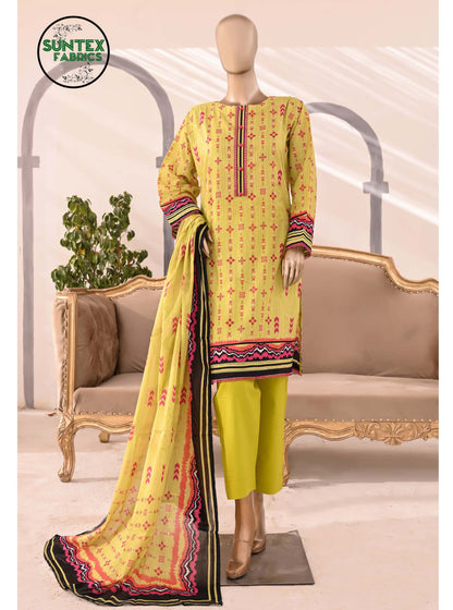 Woman Printed Lawn Stitch Shirt (Kurti) with Dupatta & Trouser