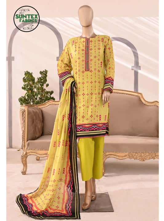 Woman Printed Lawn Stitch Shirt (Kurti) with Dupatta & Trouser